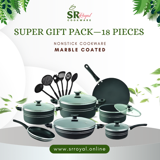 Super Gift Pack- GLASS LID - Non-Stick set 18-Piece
