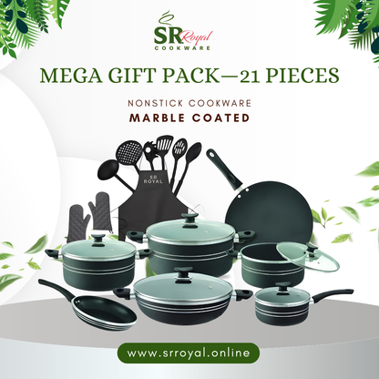 Mega Super Gift Pack- GLASS LID - Non-Stick set 21-Piece